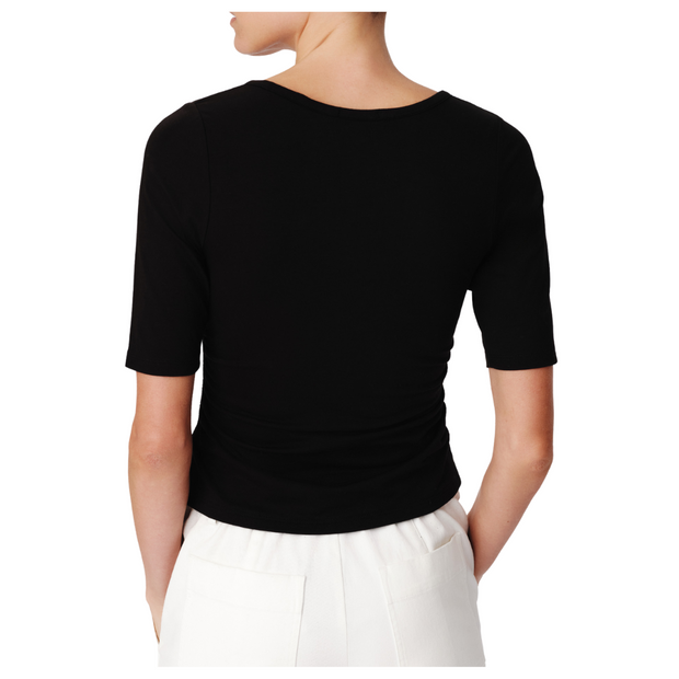 Black Elbow Sleeve V-Neck Tee