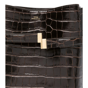 Croco Embossed Belted Bucket Bag