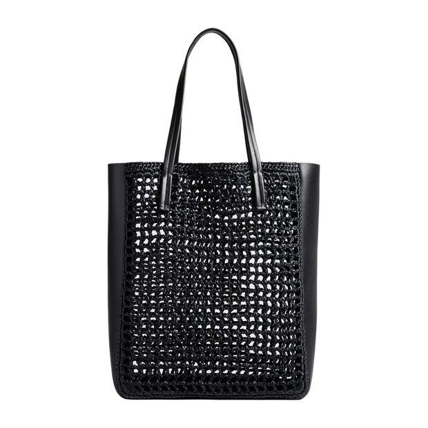 Zoe Black Raffia Tote