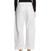 White Solid Cotton Linen Easy Pant
