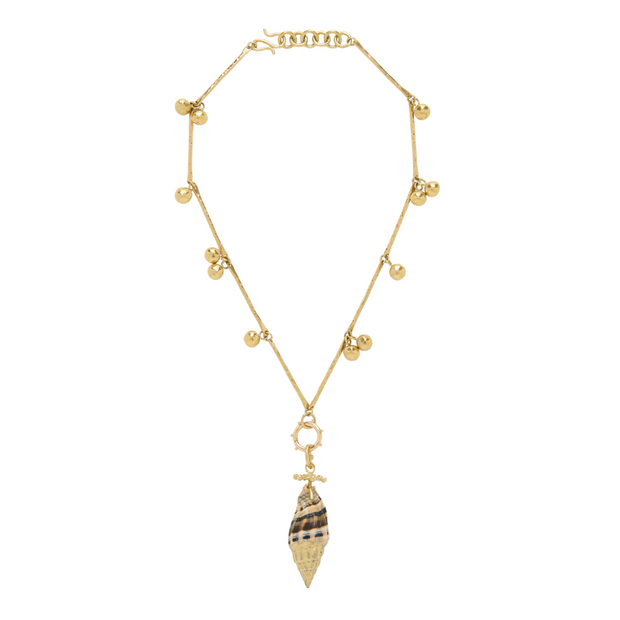 LIVIA SPOTTED JASPER & MIXED MOTIF SHELL NECKLACE