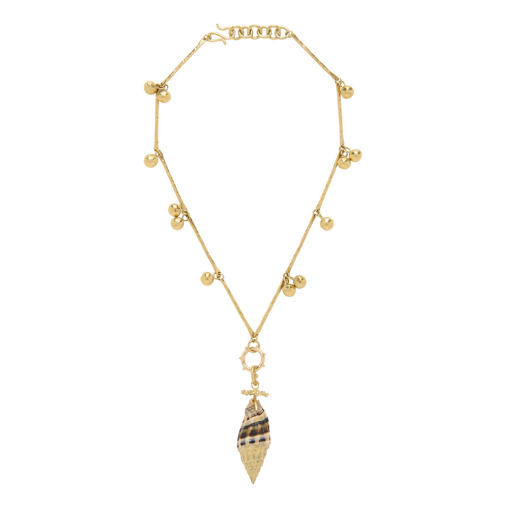 LIVIA SPOTTED JASPER & MIXED MOTIF SHELL NECKLACE