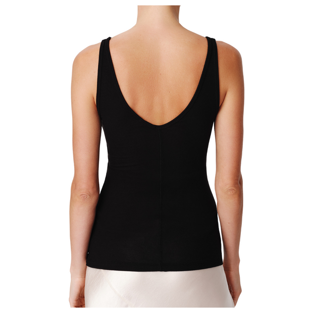 Black Rib V-Neck Tank