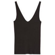 Black Rib V-Neck Tank