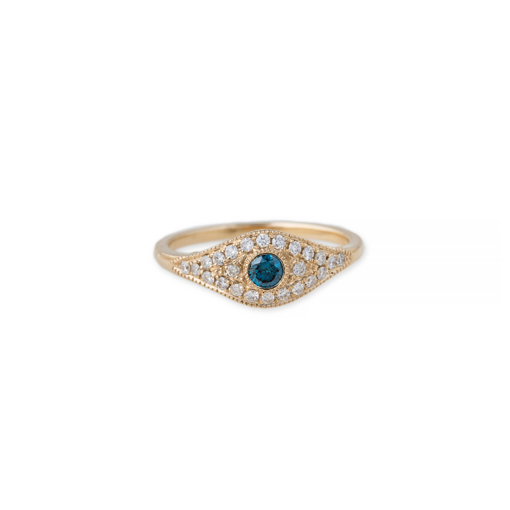 Blue Diamond & Pave Eye Ring