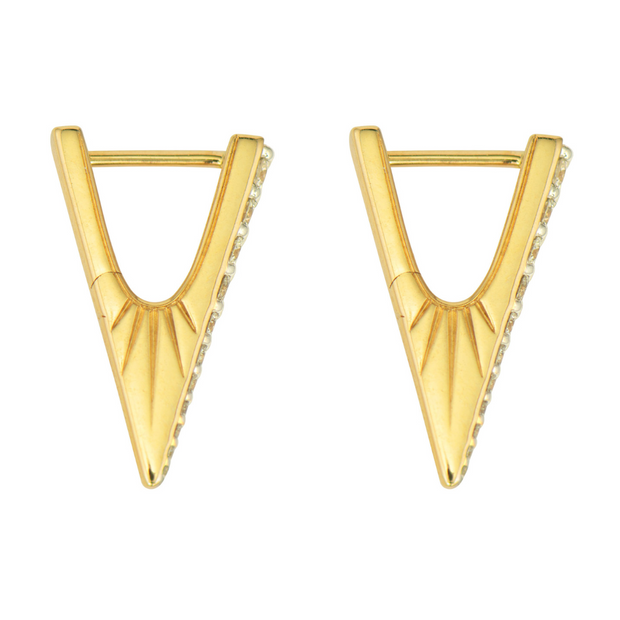 Small Diamond V Hoop Earring - PAIR