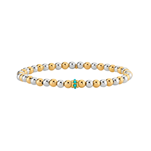 Turquoise Rondelle on Two Tone Gold Beads