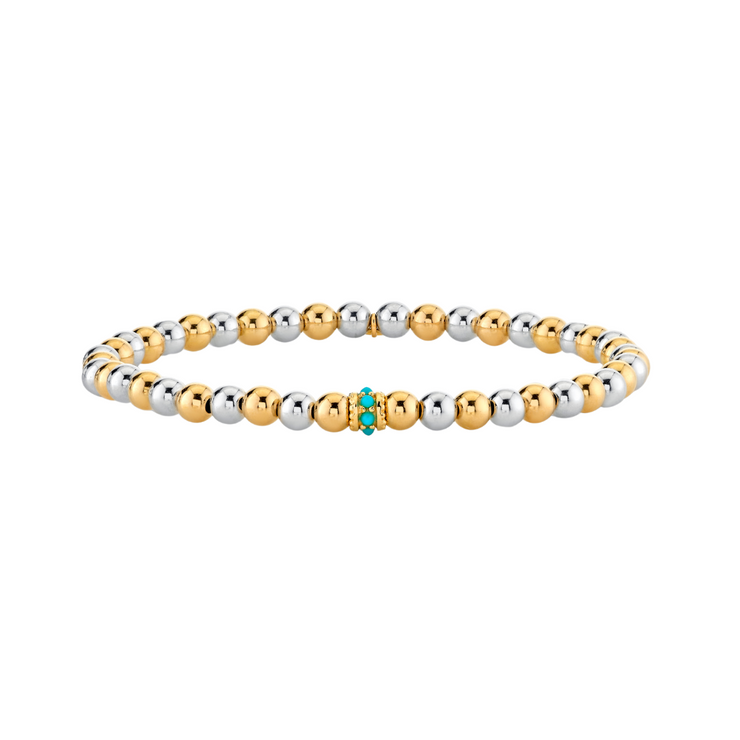 Turquoise Rondelle on Two Tone Gold Beads