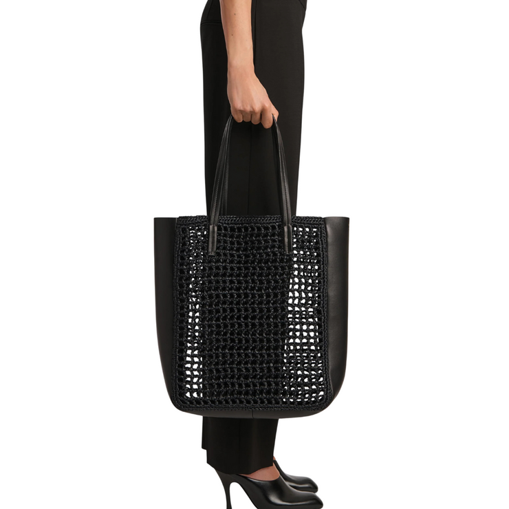 Zoe Black Raffia Tote