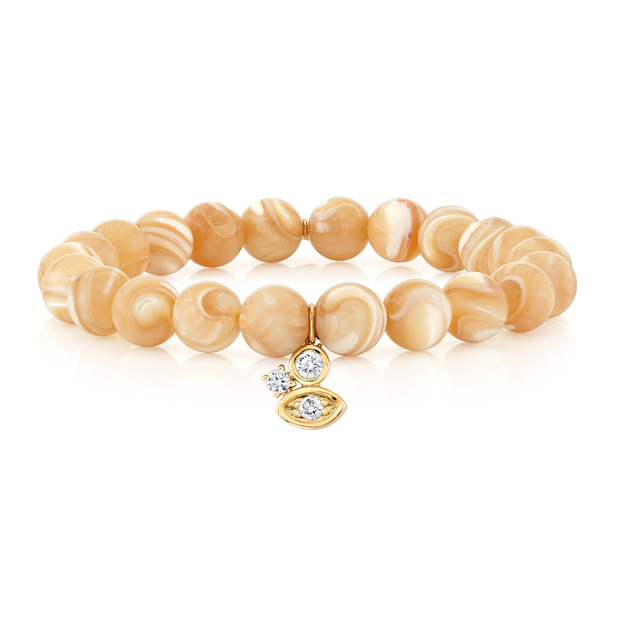 Tan Mother of Pearl & Eye Cluster Charm Bracelet