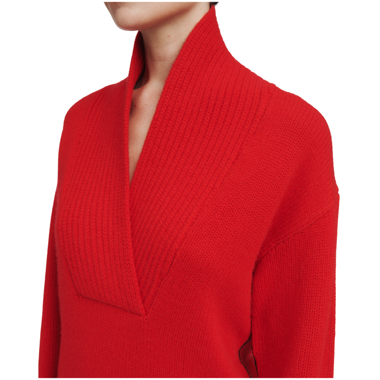 Red Shawl Collar Sweater