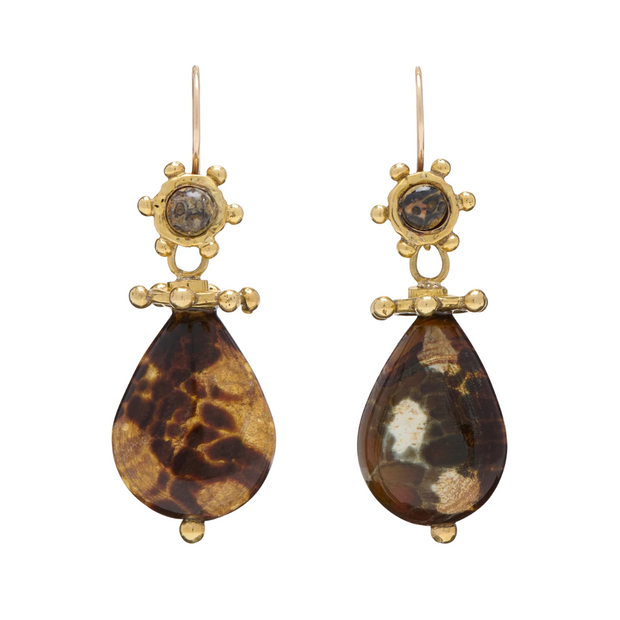 RAELYN SPOTTED JASPER DOUBLE STONE DROP EARRING