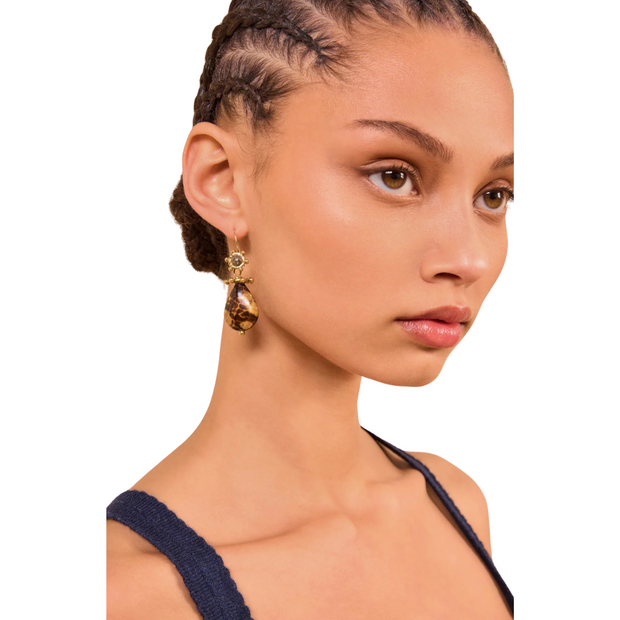 RAELYN SPOTTED JASPER DOUBLE STONE DROP EARRING