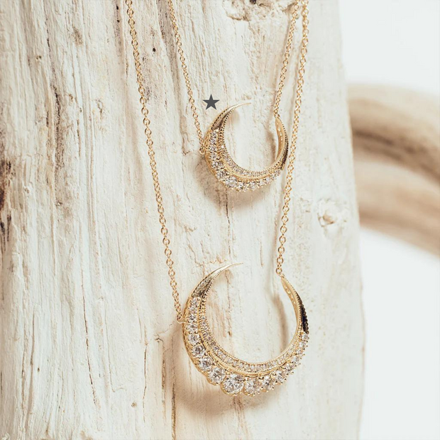 Mini Graduated Diamond Crescent Moon