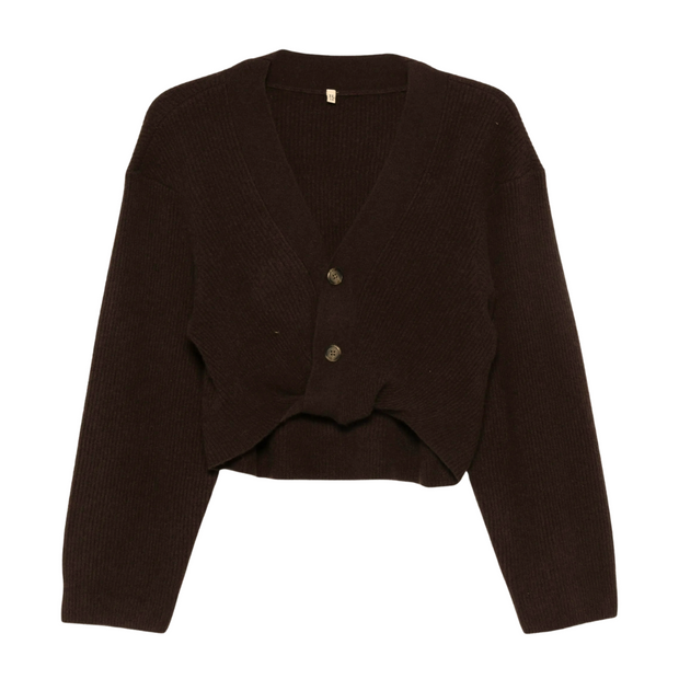 TWISTED FRONT RIBBED CARDIGAN