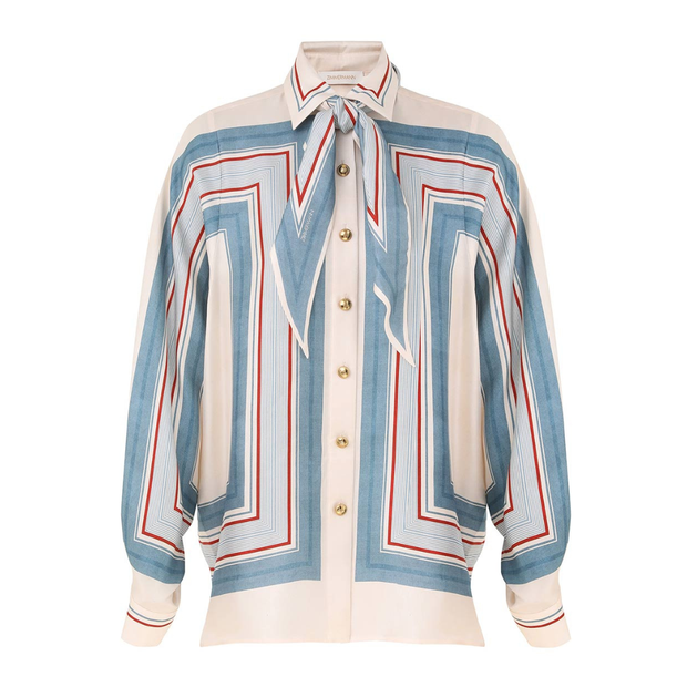 Ticking Stripe Scarf Shirt