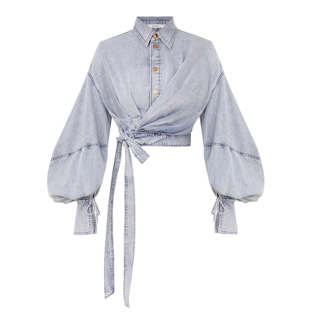 Denim Wrap Top