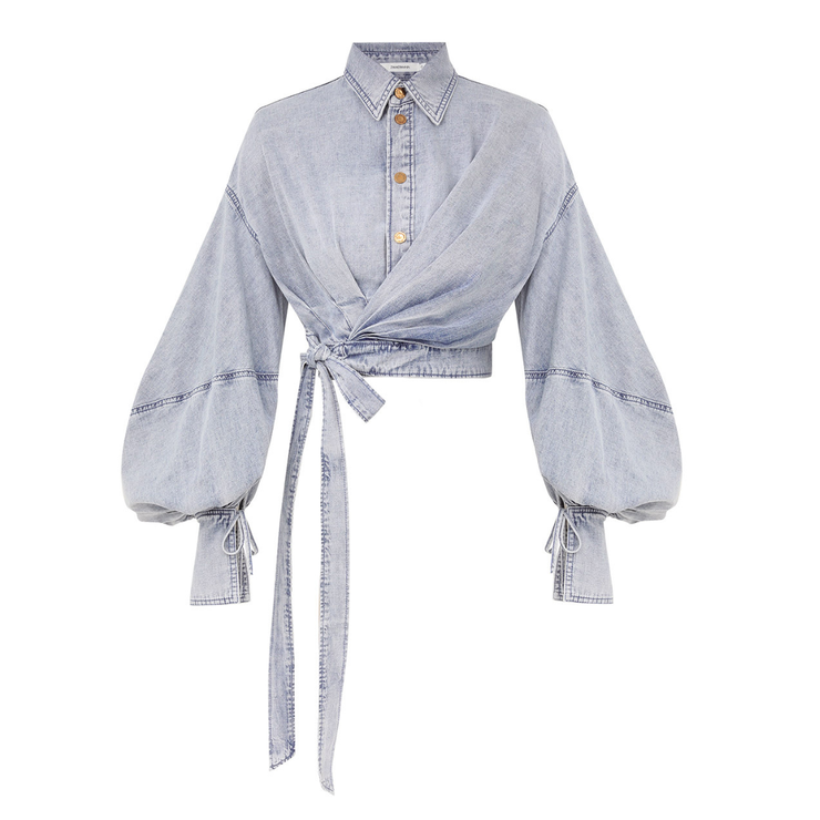 Denim Wrap Top