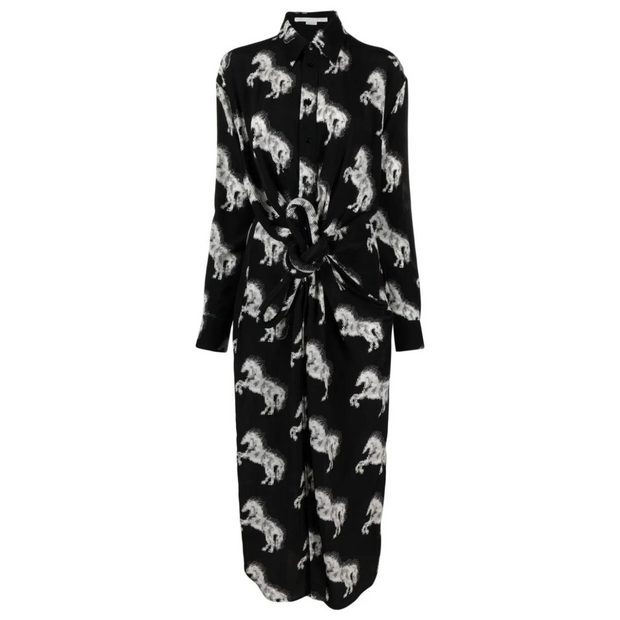 Pixel Horses Bow Shirt Dress