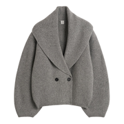 Mid Grey Shawl Lapel Cardigan