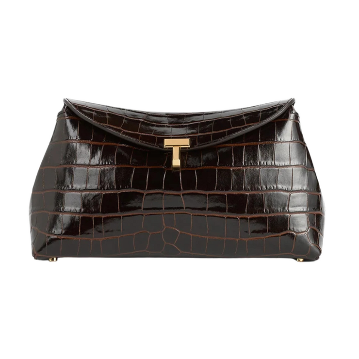 T-Lock Croco Embossed Clutch