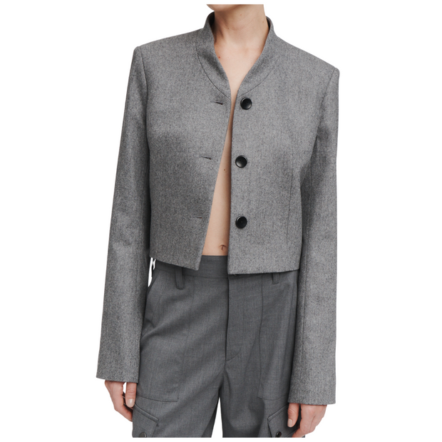 Charcoal 3 Button Cropped Blazer