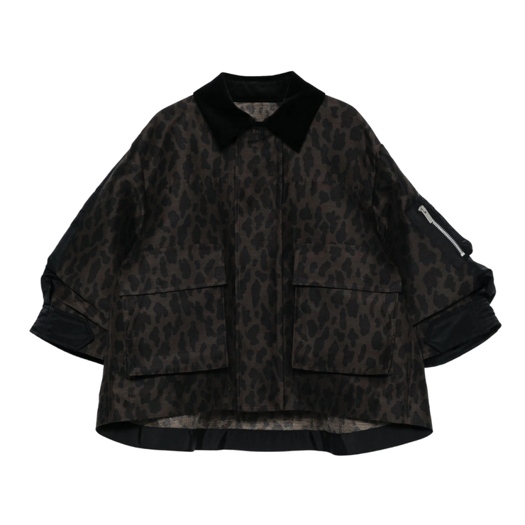 Leopard Print x Nylon Jacket