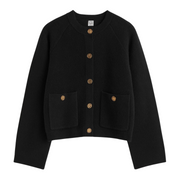Black Hammered Button Cardigan