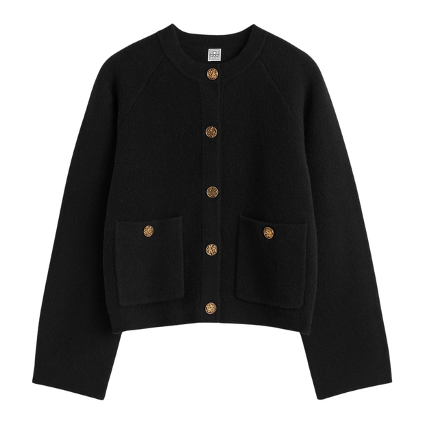 Black Hammered Button Cardigan