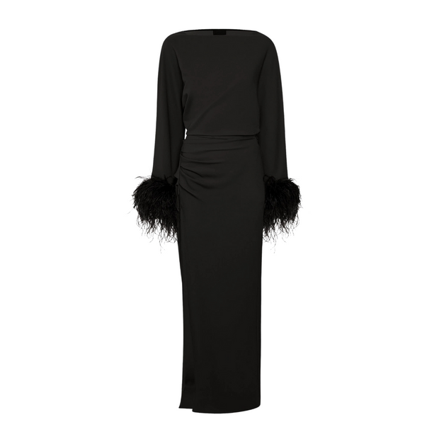 Stretch Crepe Slit Maxi Dress
