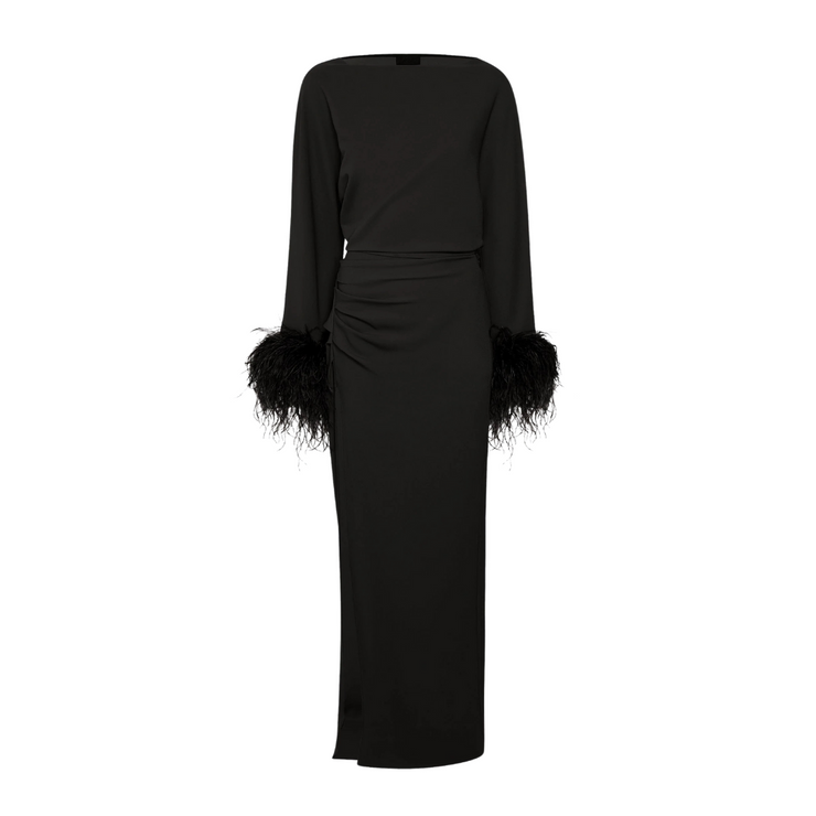 Stretch Crepe Slit Maxi Dress