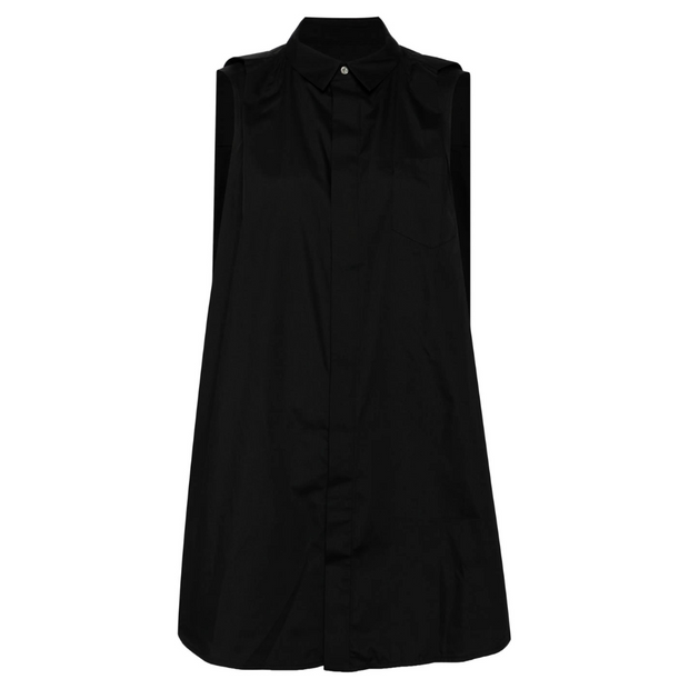 Black Poplin Shirt Dress
