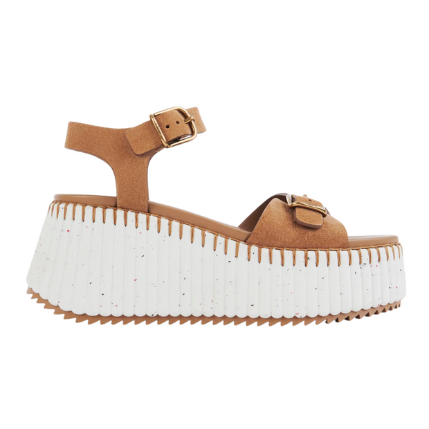 Brown Nama Suede Platform Sandal