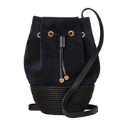 Navy Suede Bucket Bag