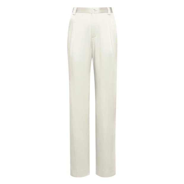 Cream Satin Relaxed Pant