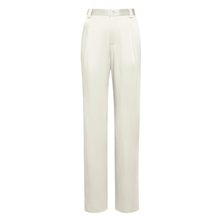 Cream Satin Relaxed Pant