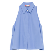 Blue Flared Cotton Blouse