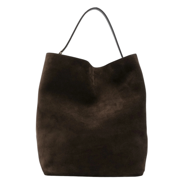 Espresso Suede Belted Tote