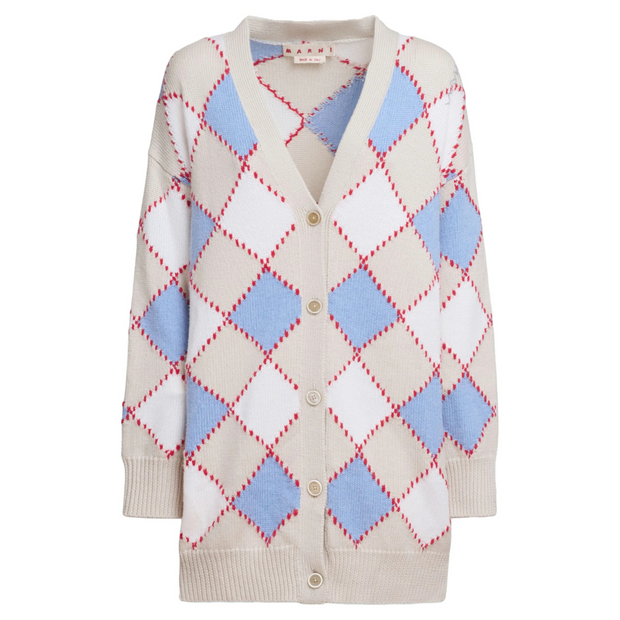 Open Knit Argyle Cardigan