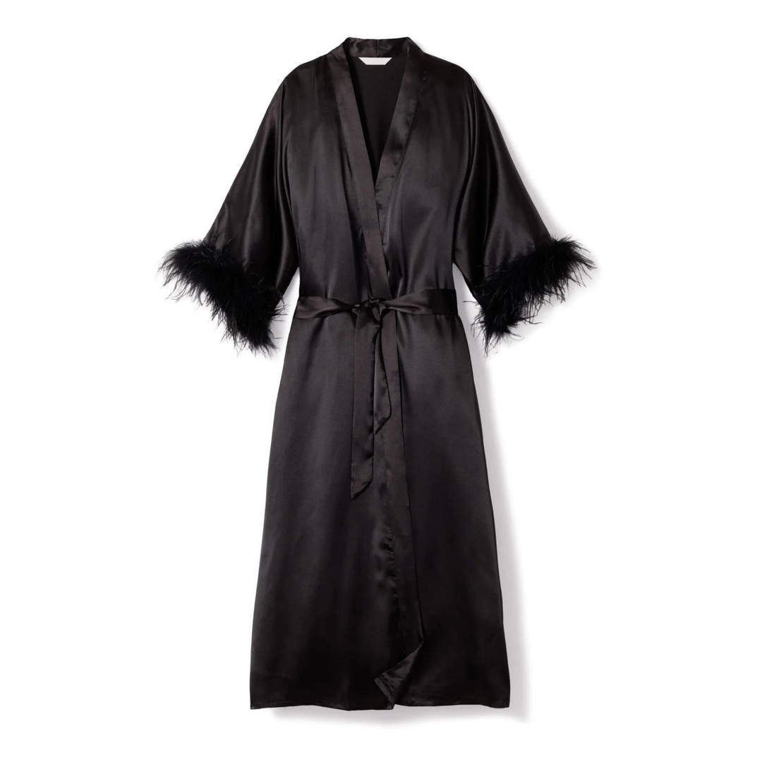 Long black feather robe best sale