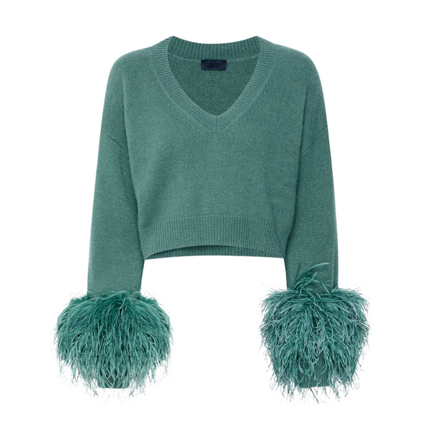 Cashmere Cropped V-Neck