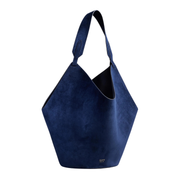 Navy Medium Suede Lotus Tote