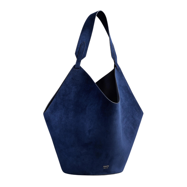 Navy Medium Suede Lotus Tote