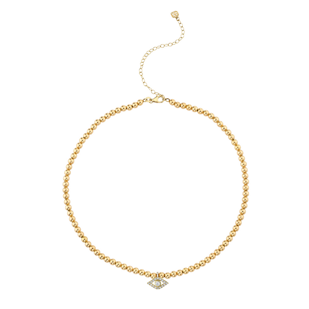 Gold & Pave Evil Eye Necklace