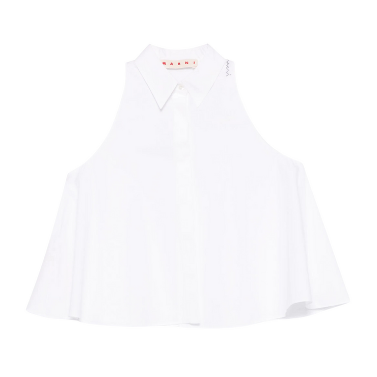 White Flared Cotton Blouse