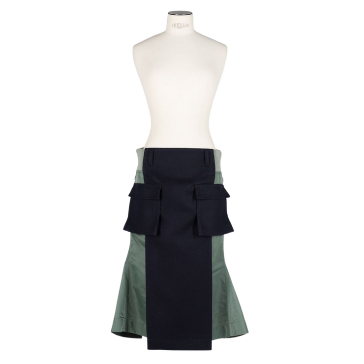 Wool Melton x Nylon Twill Skirt