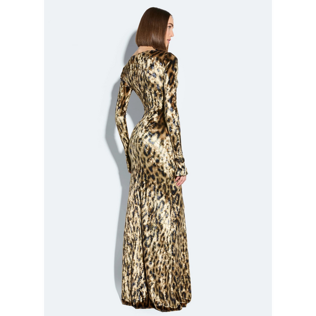 Velvet Leopard Boatneck Gown