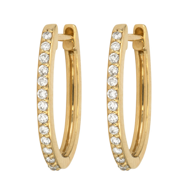Classic Oval Pave Hoops - PAIR