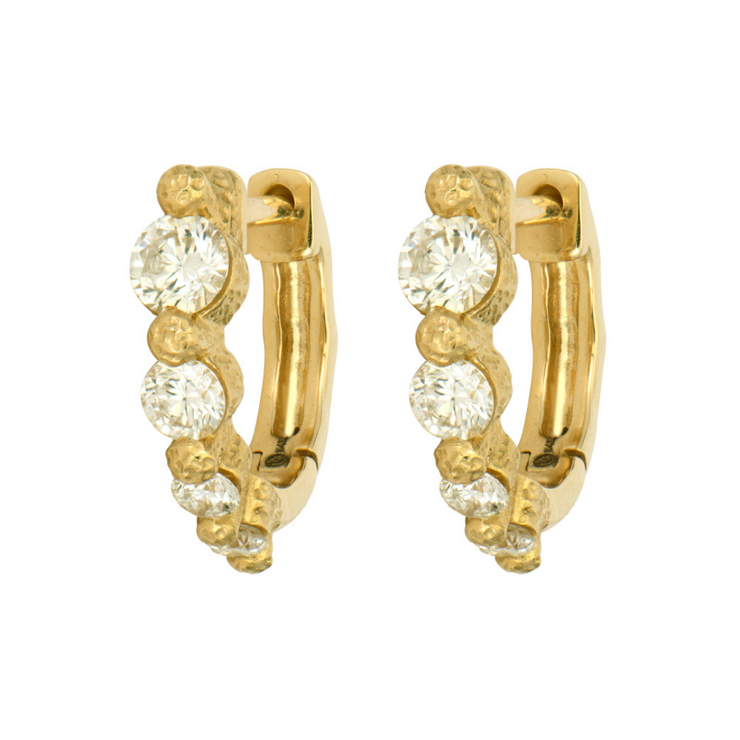 Timeless Small Graduated Diamond Hoops - PAIR