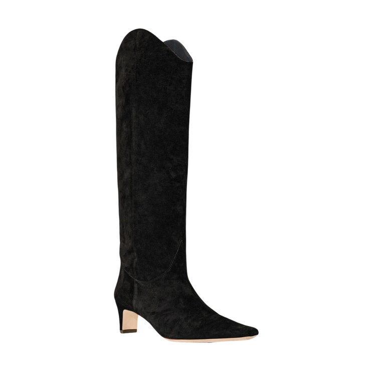 Black Suede Western Wally Boot